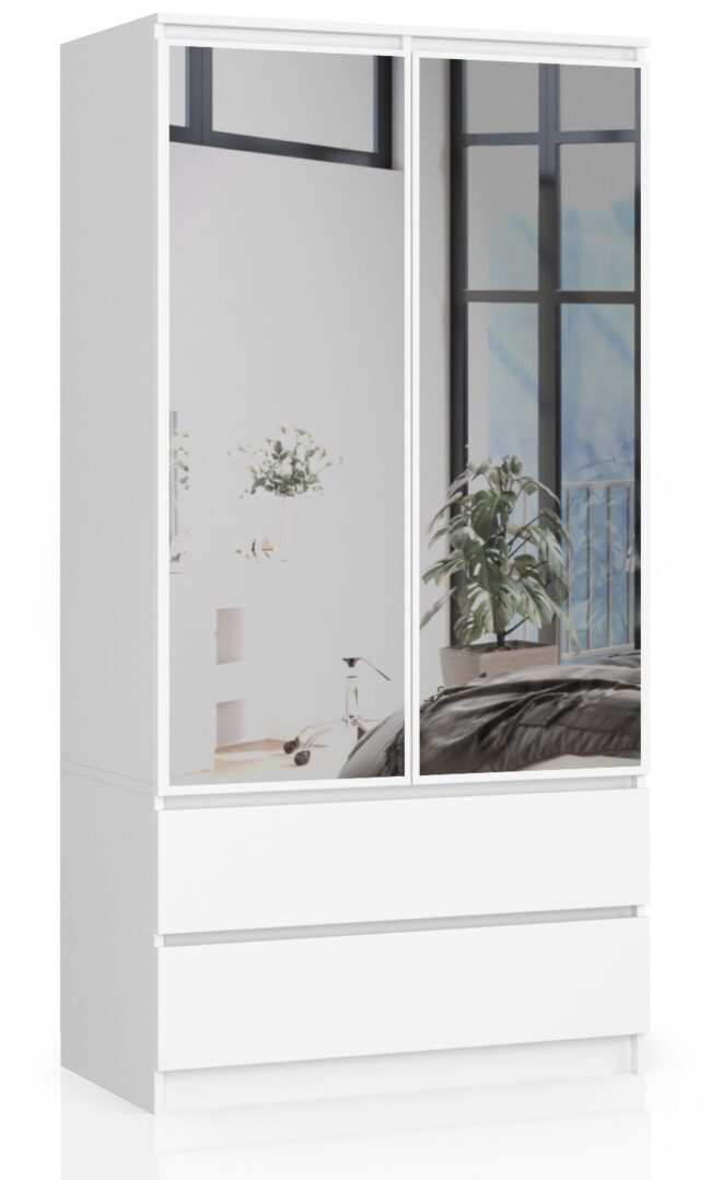 Szafa S90 z lustrem – 90 cm, 2 drzwi, 2 szuflady