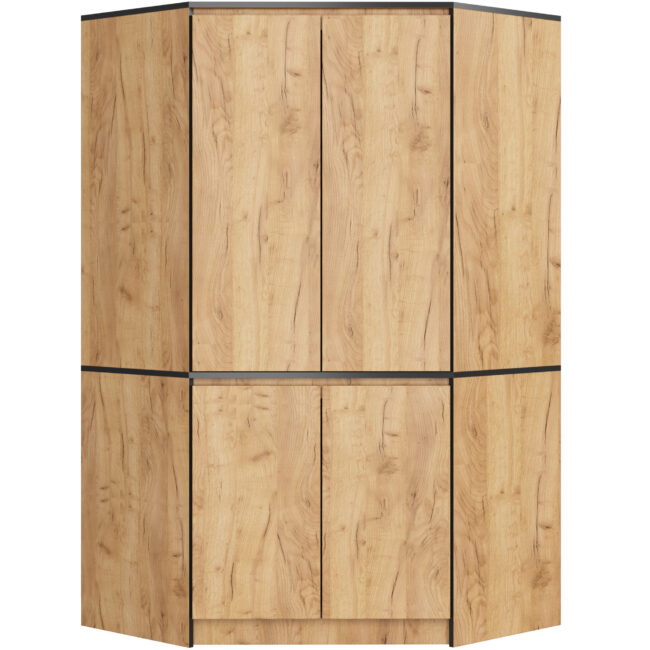 Szafa narożna S100 – 100 cm, 4 drzwi, 6 półek